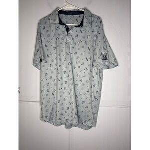 Swannies Mens XL TPC Michigan Golf‎ Polo Shirt Gray Novelty Print Performance